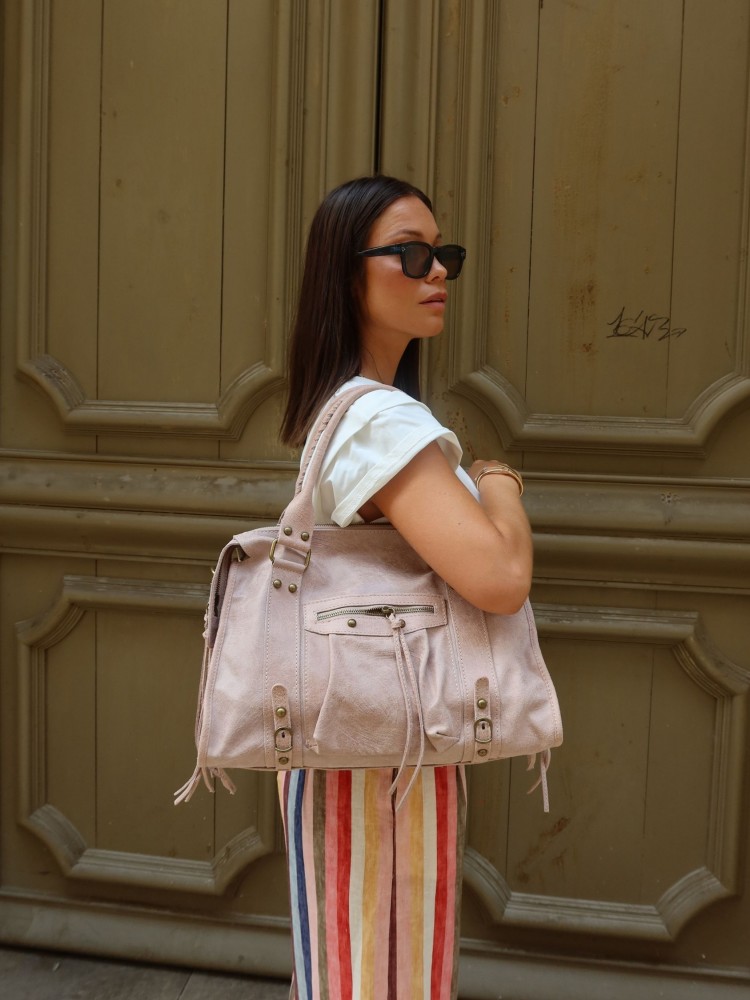 Sac en cuir rose pale - Sunset collection