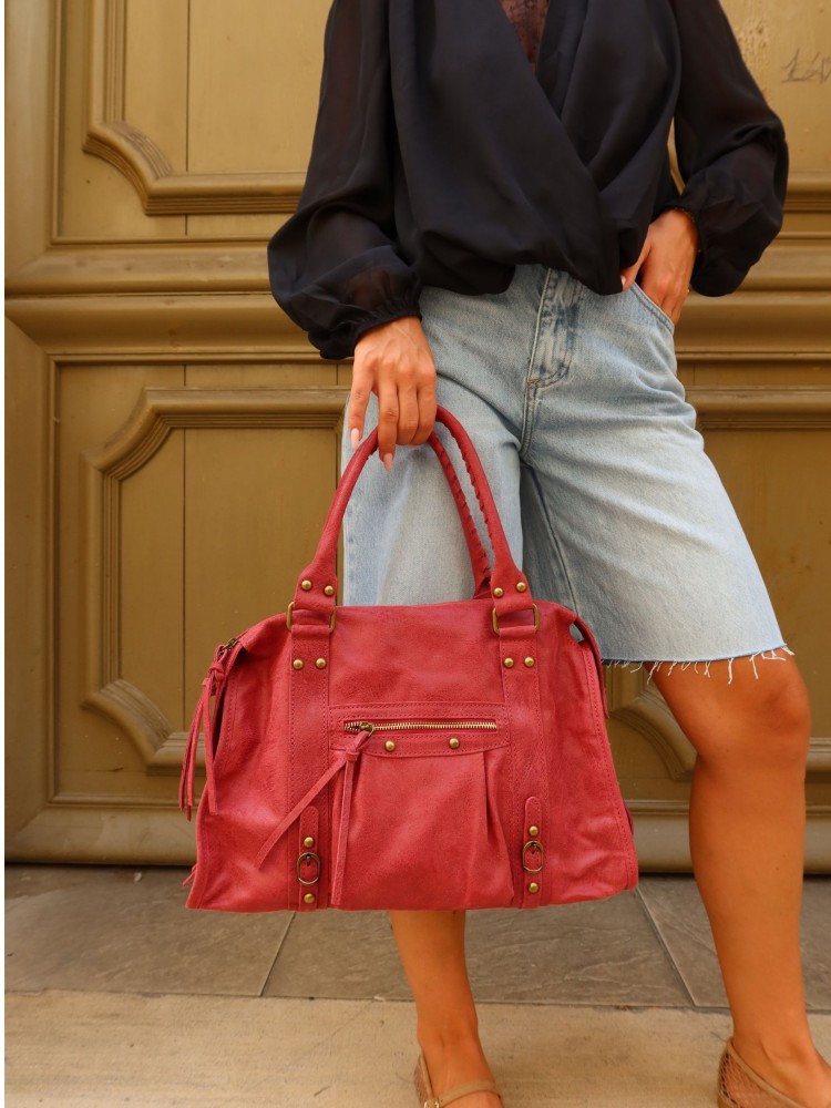 Sac en cuir rouge - Sunset collection