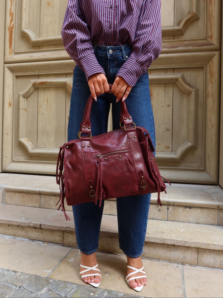 Sac en cuir bordeaux - Sunset collection