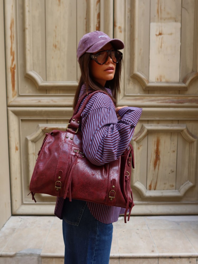 Sac en cuir bordeaux - Sunset collection