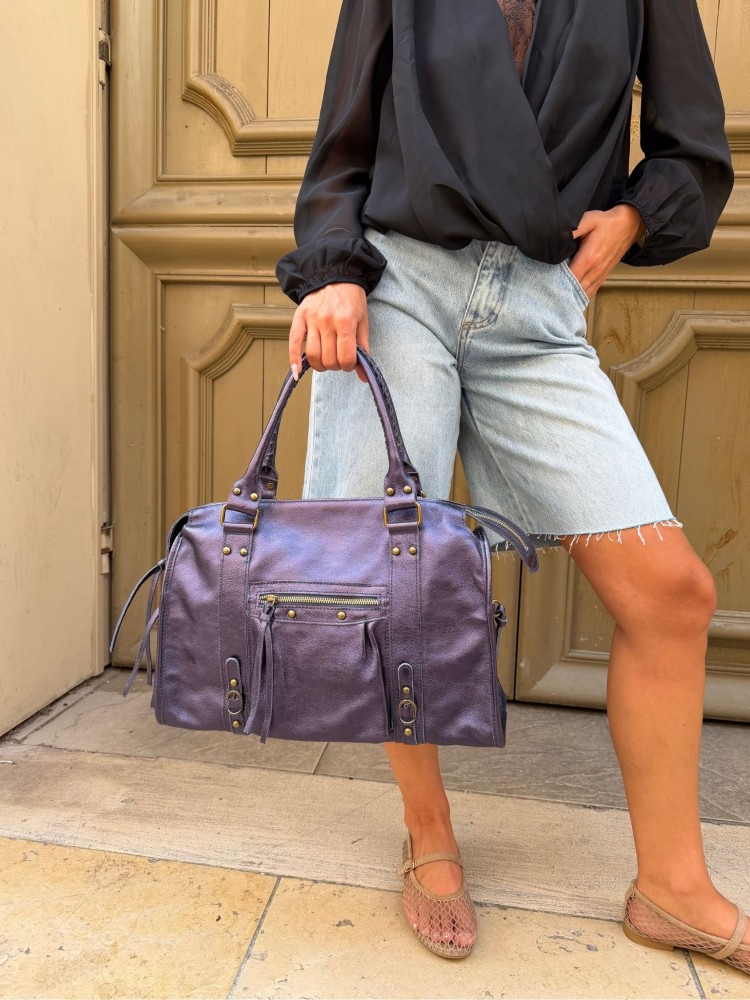 Sac en cuir violet irisé - Sunset collection