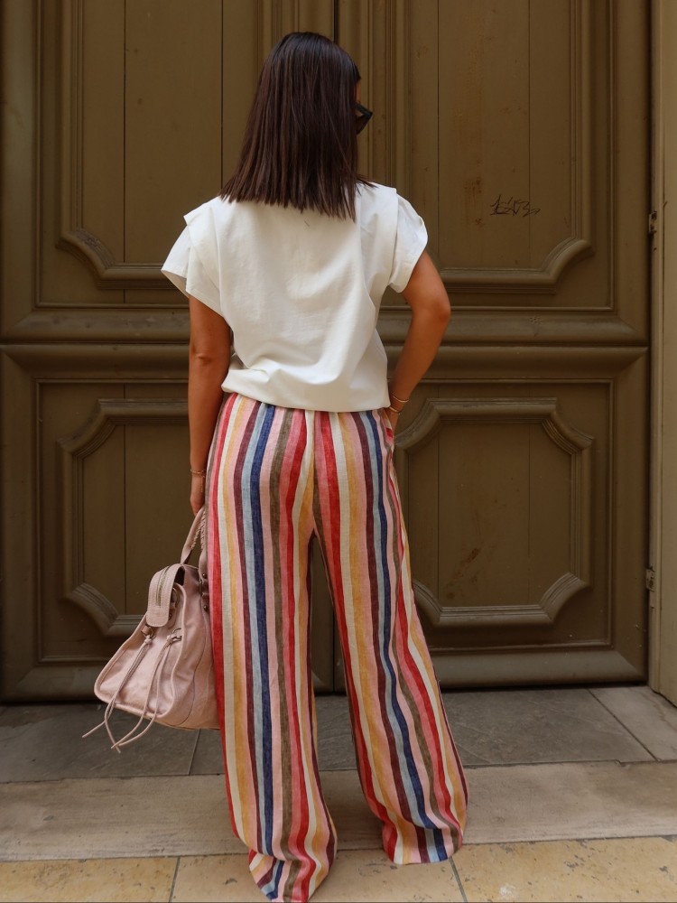 Pantalon à rayures multicolore - Sunset collection