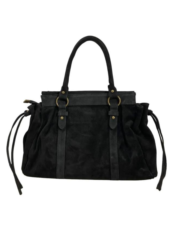 Sac en cuir suédine Léa noir - Sunset collection