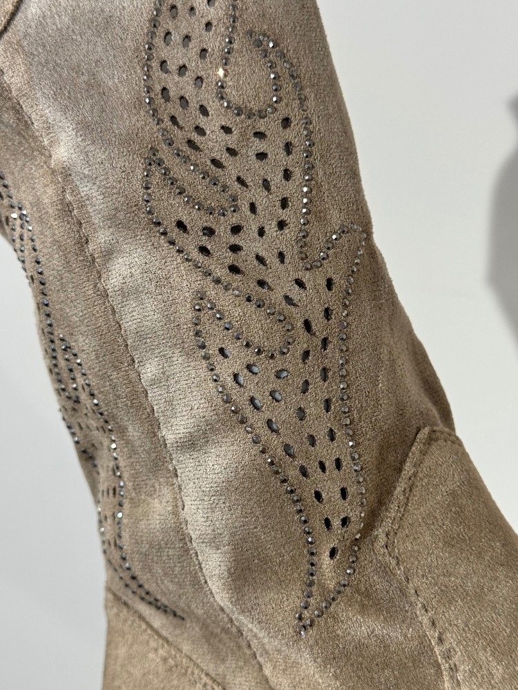 Santiags suédine avec flammes en strass - French Retailers