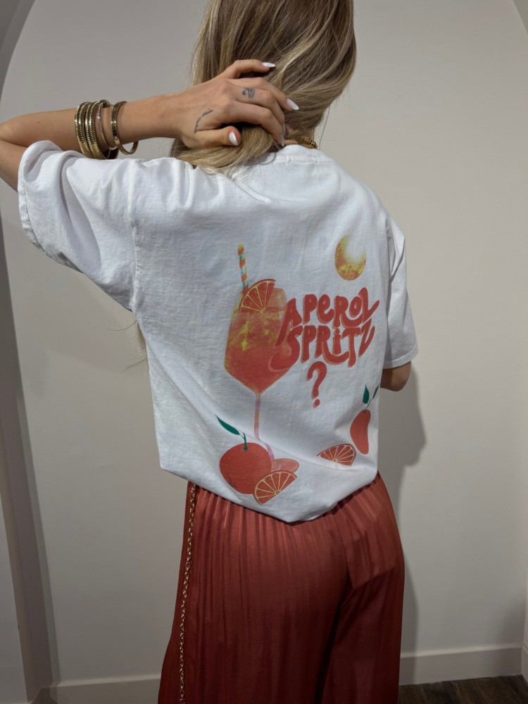 T-shirt rose avec écriture "Apérol" - French Retailers
