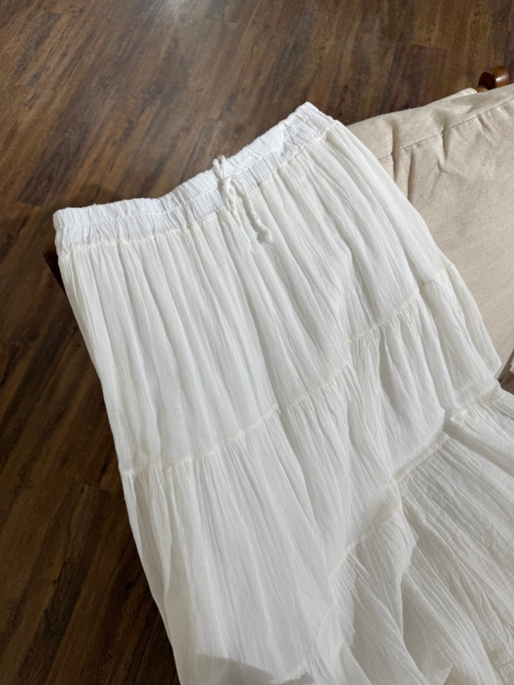 Jupe midi blanche taille élastique - French Retailers