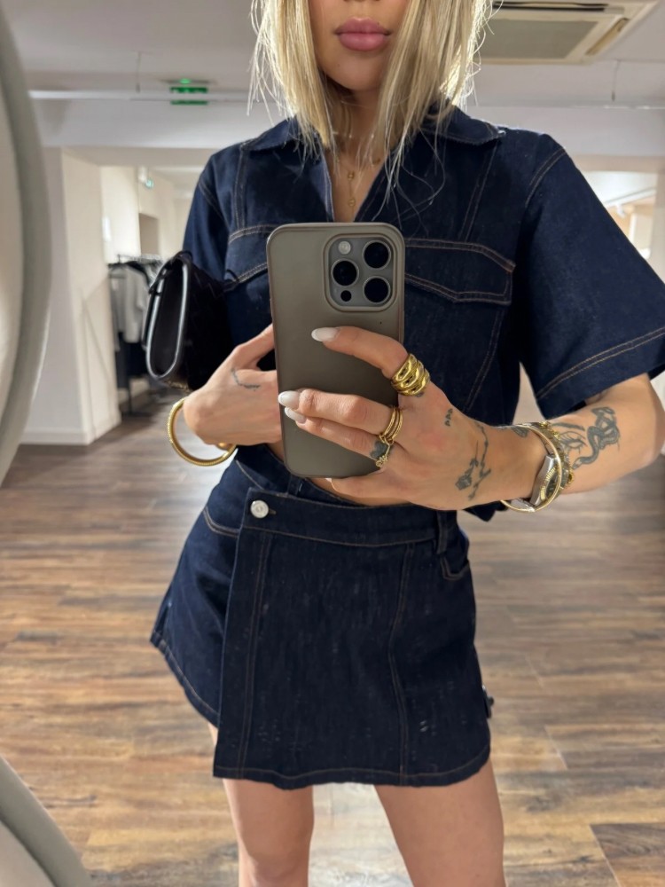 Jupe short en jean asymétrique - French Retailers