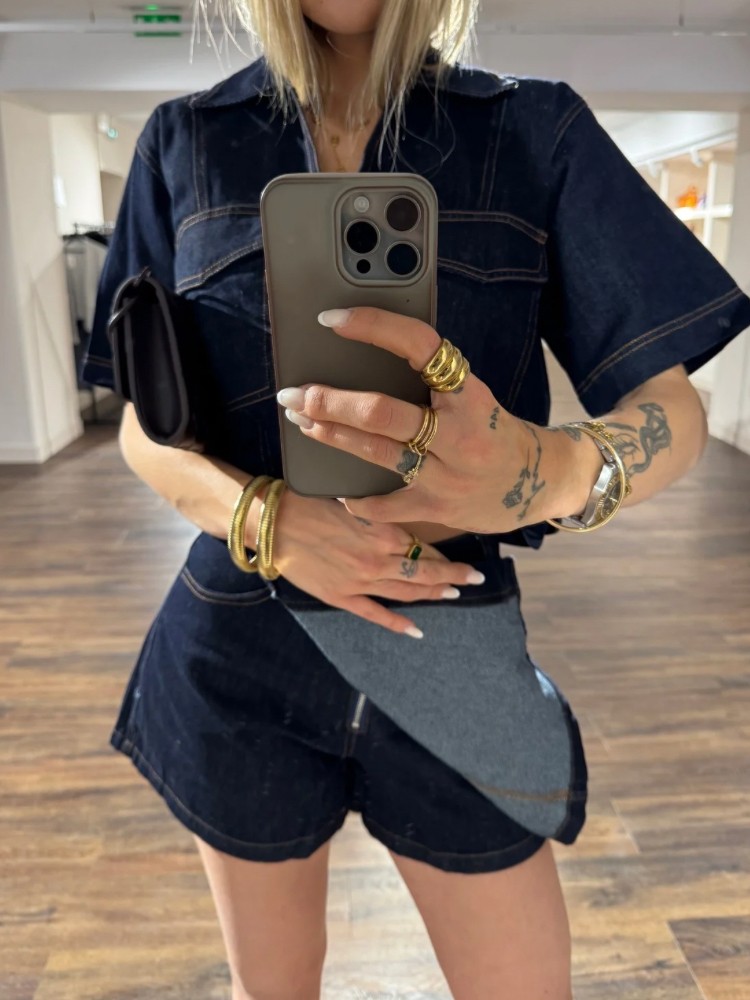 Jupe short en jean asymétrique - French Retailers
