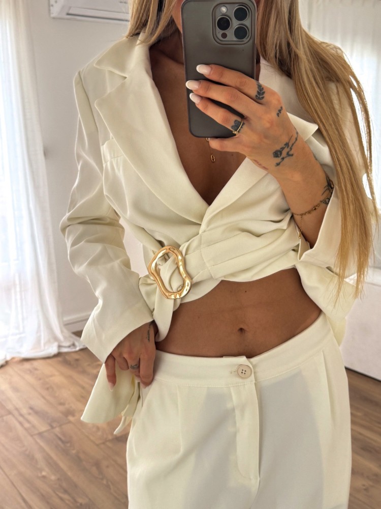 Pantalon tailleur crème - French Retailers