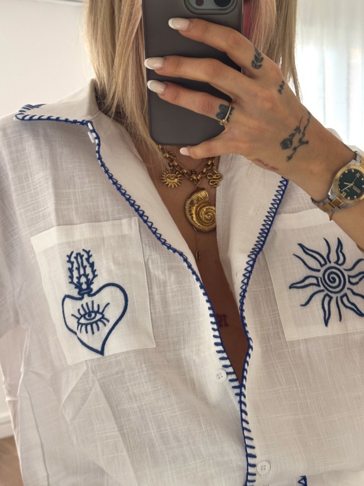 Chemise en lin avec détails marine - French retailers