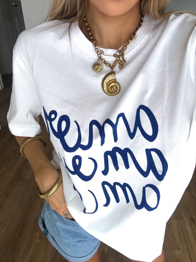 Tee shirt blanc avec écriture amour bleu - French Retailers