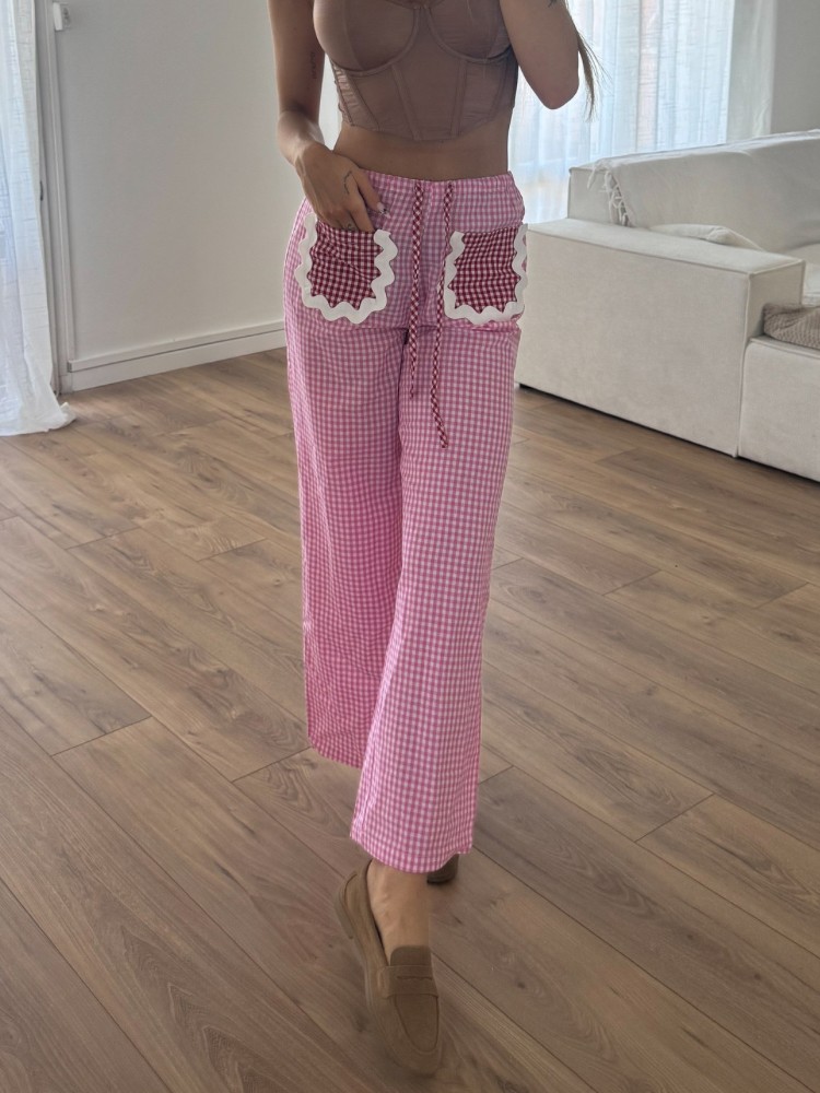 Pantalon à carreaux roses - French retailers