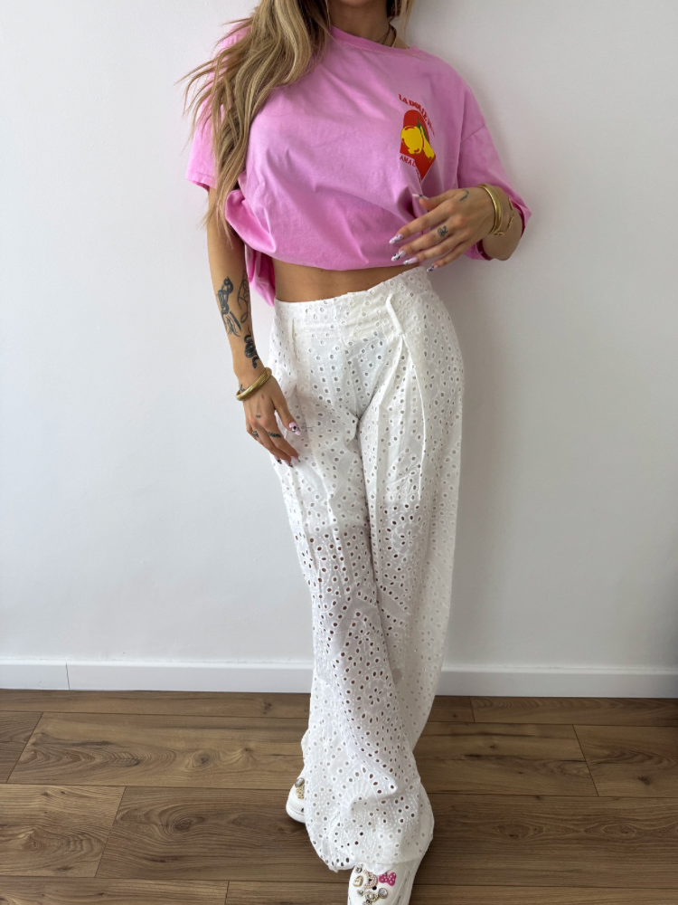 Pantalon blanc en broderie - French retailers