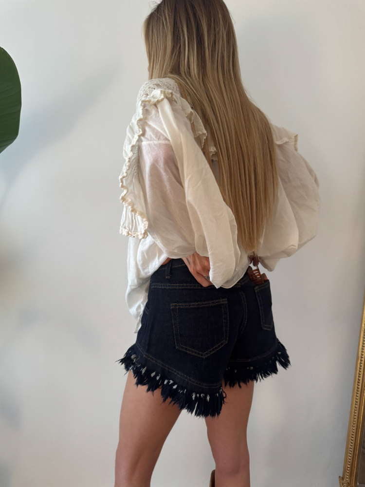 Blouse beige avec dentelle - French Retailers