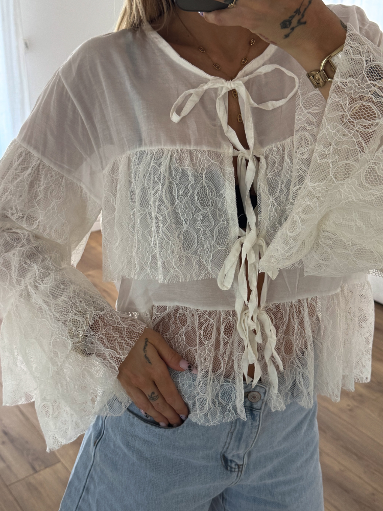 Blouse à volants en dentelle - French Retailers
