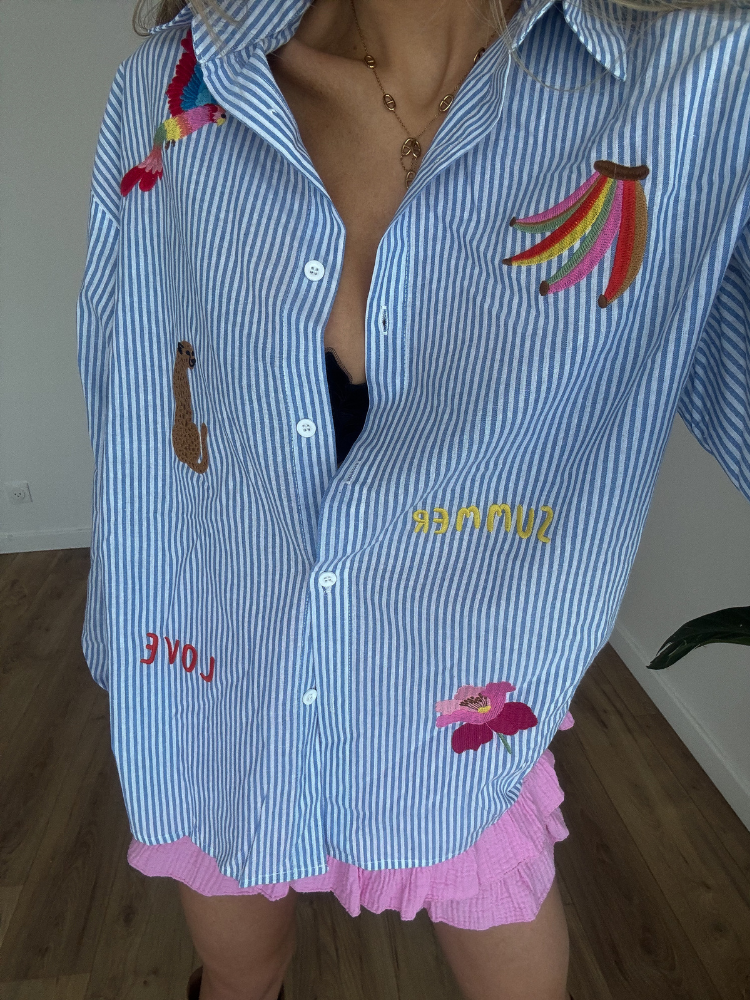 Chemise à rayures avec broderies - French Retailers