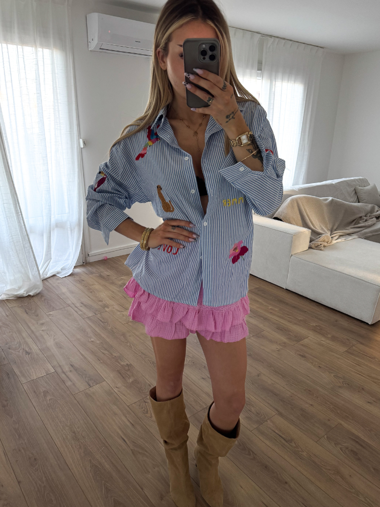 Chemise à rayures avec broderies - French Retailers