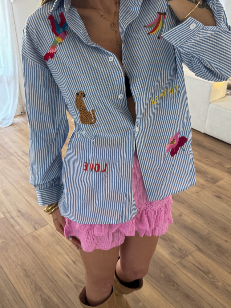 Chemise à rayures avec broderies - French Retailers