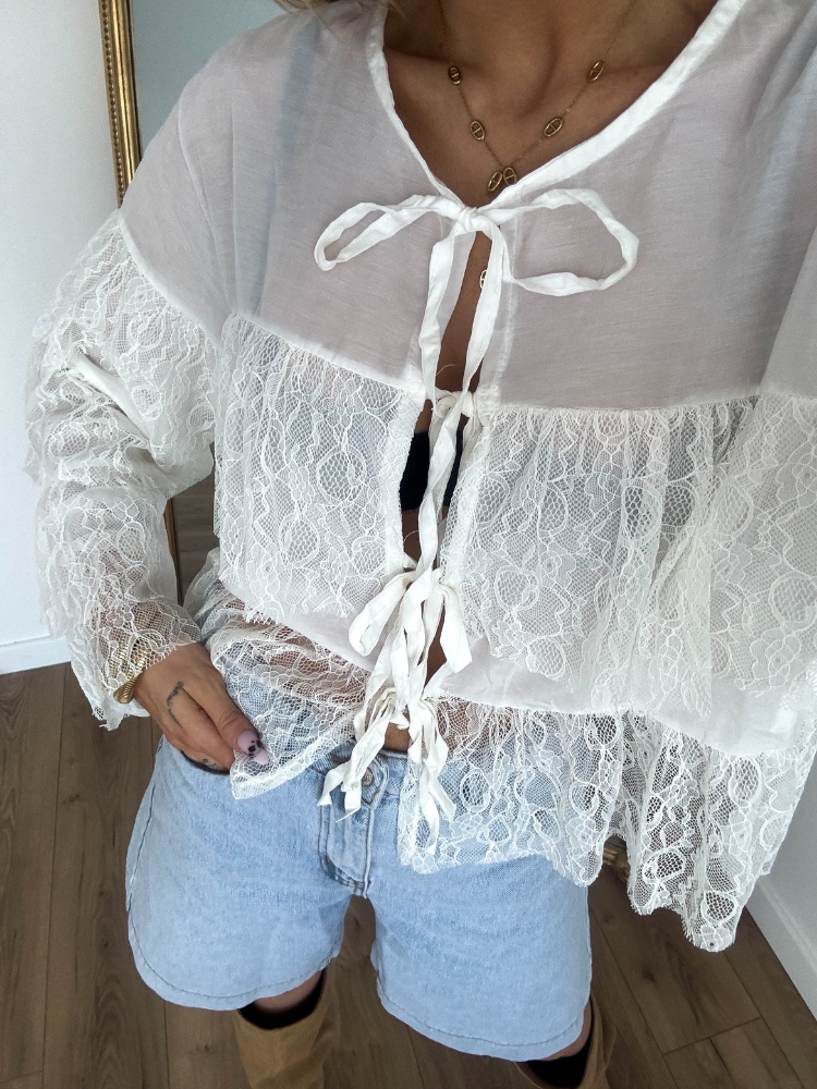 Blouse à volants en dentelle - French Retailers