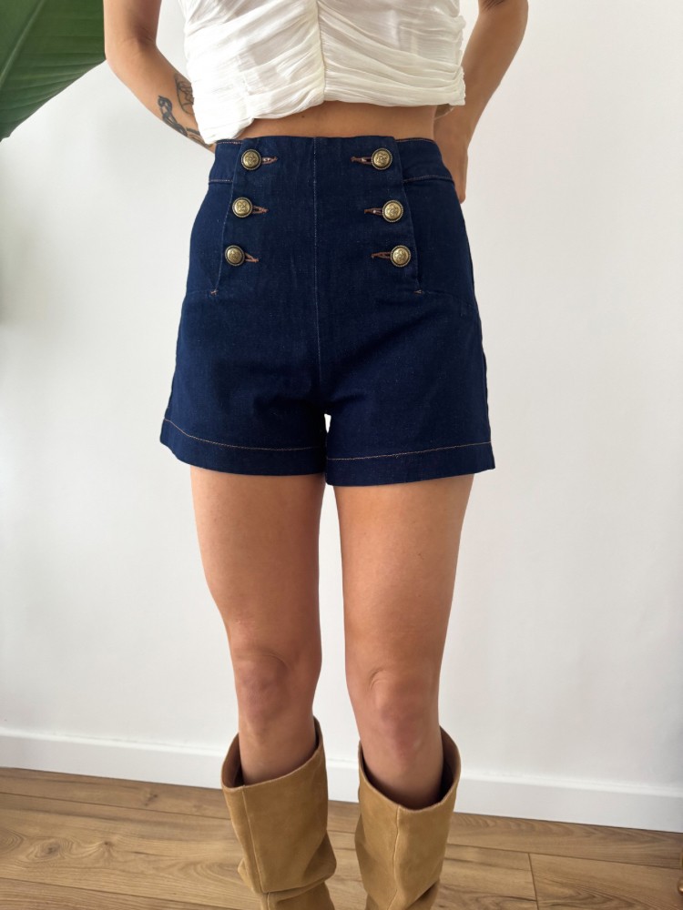 Short bleu foncé avec boutons - French Retailers