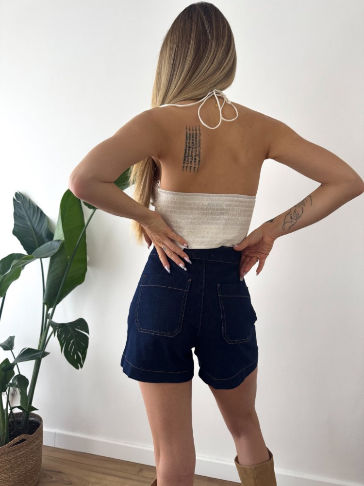 Short bleu foncé avec boutons - French Retailers