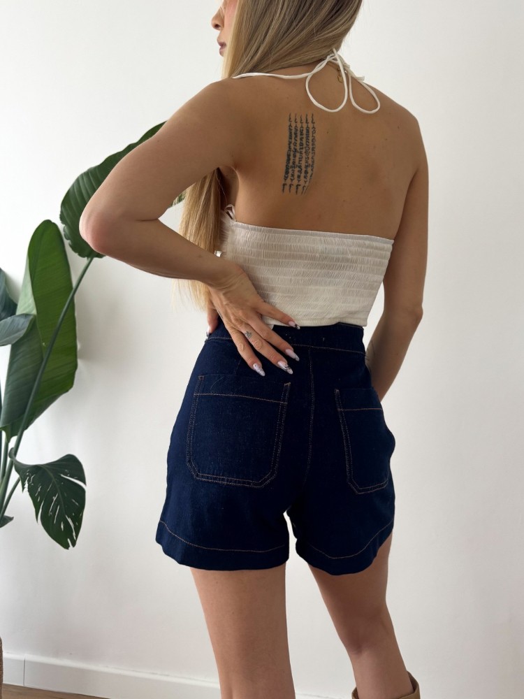 Short bleu foncé avec boutons - French Retailers