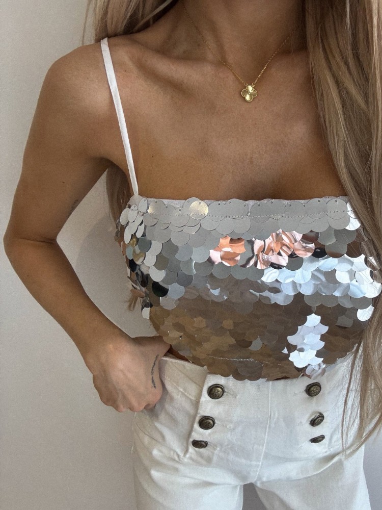 Top à paillettes argentées - French retailers