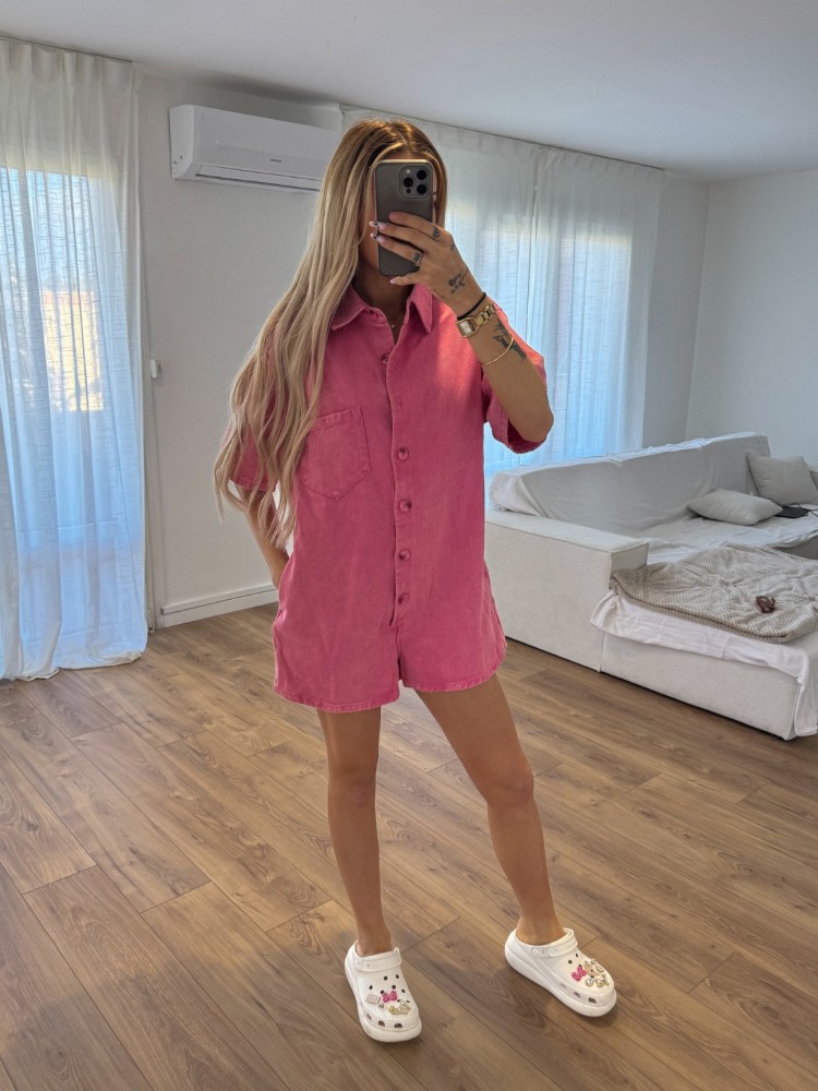 Combishort en jean rose - French Retailers