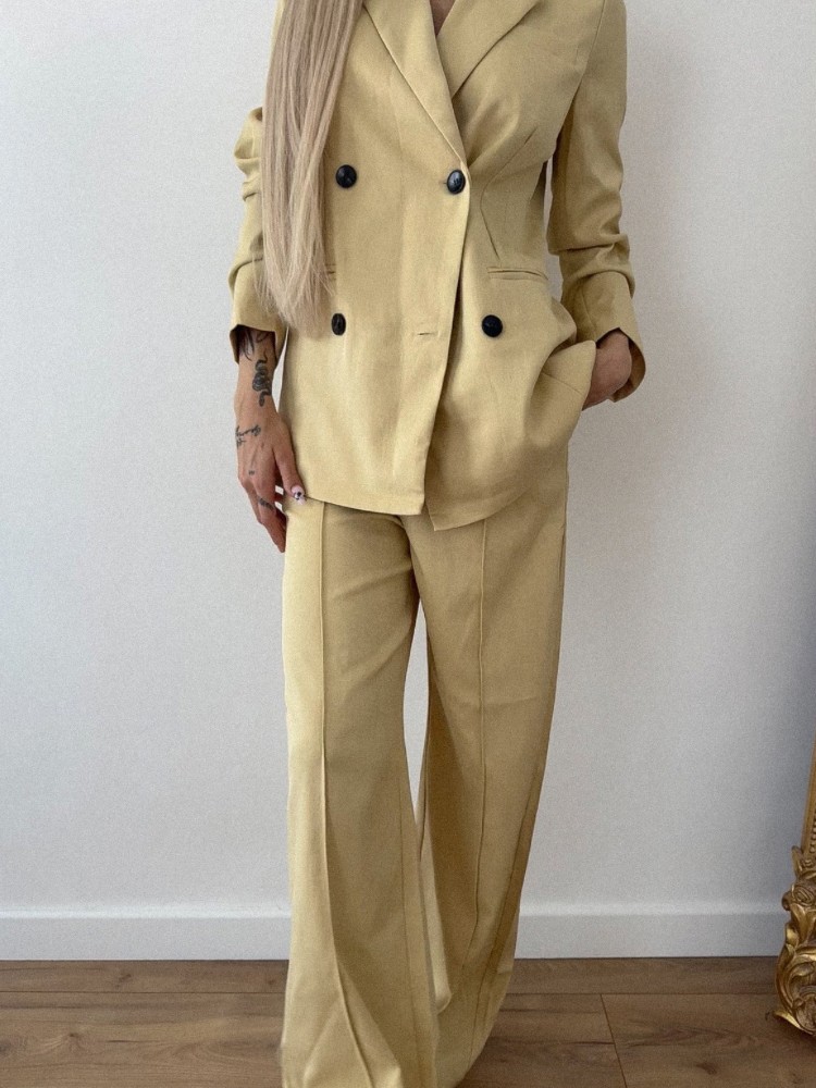 Ensemble tailleur femme jaune clair – Veste & pantalon assortis à Nîmes & Avignon | French Retailers