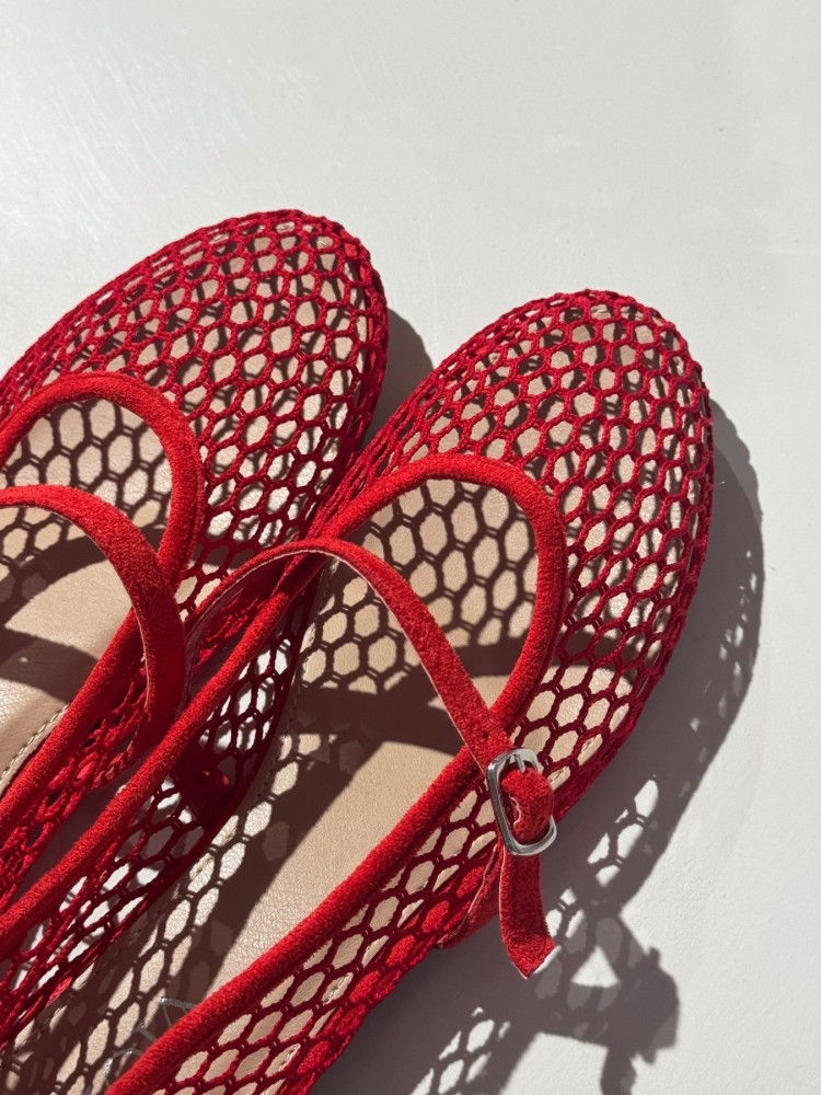 Ballerines rouges en maille filet femme – Style léger | French Retailers Nîmes & Avignon
