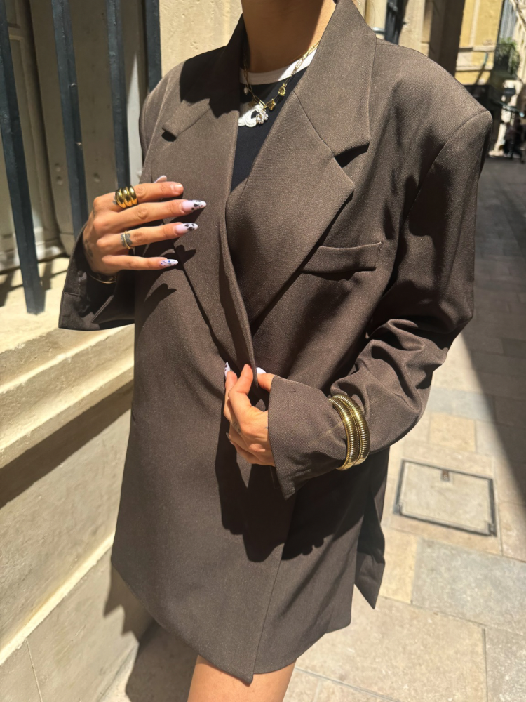 Blazer Oversize Femme Marron – Veste Tailleur Chic et Décontractée | French Retailers