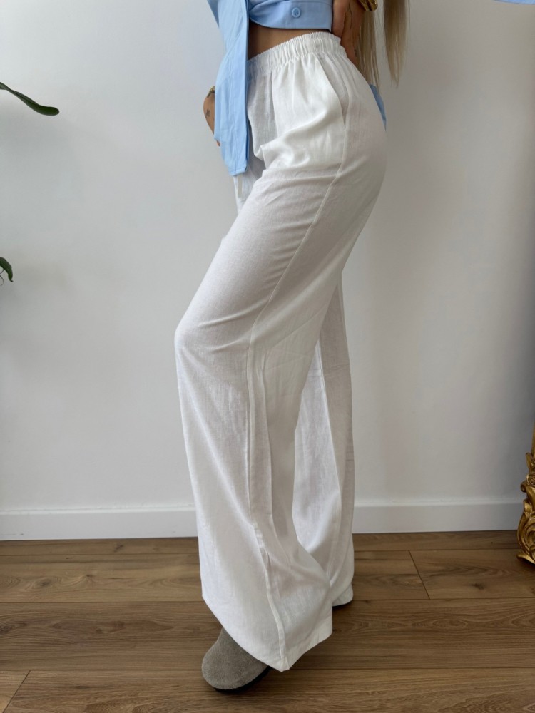 Pantalon droit blanc femme – Taille élastique confortable | French Retailers