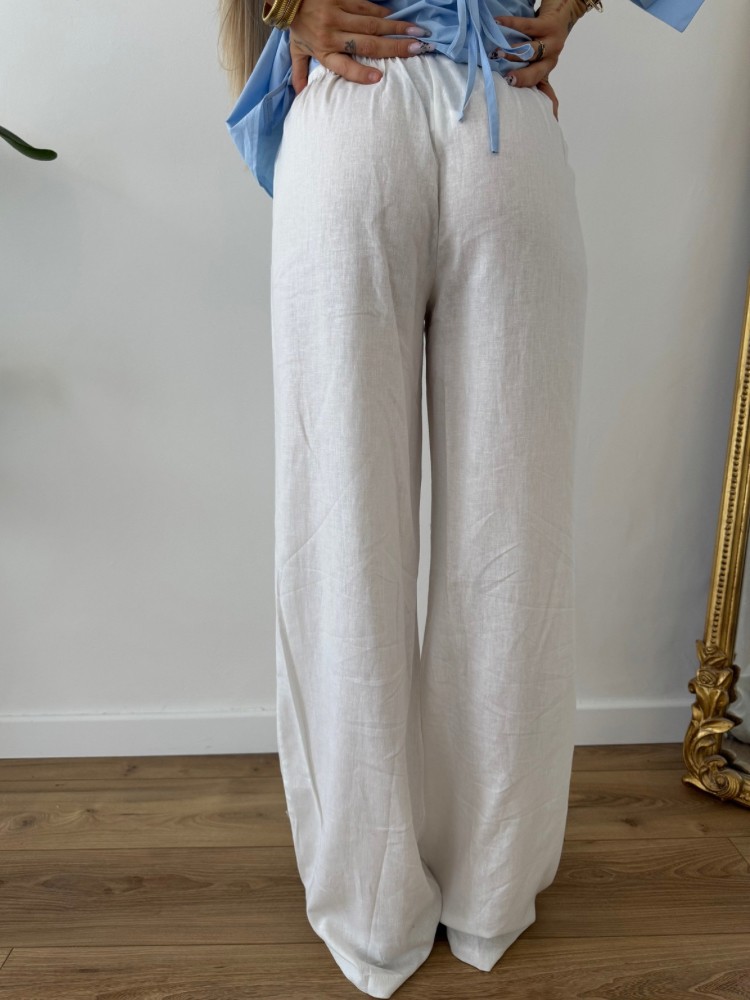 Pantalon droit blanc femme – Taille élastique confortable | French Retailers