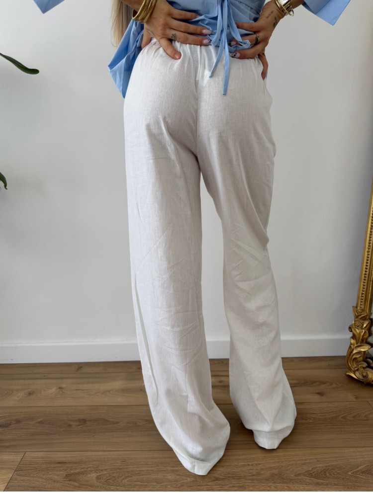 Pantalon droit blanc femme – Taille élastique confortable | French Retailers