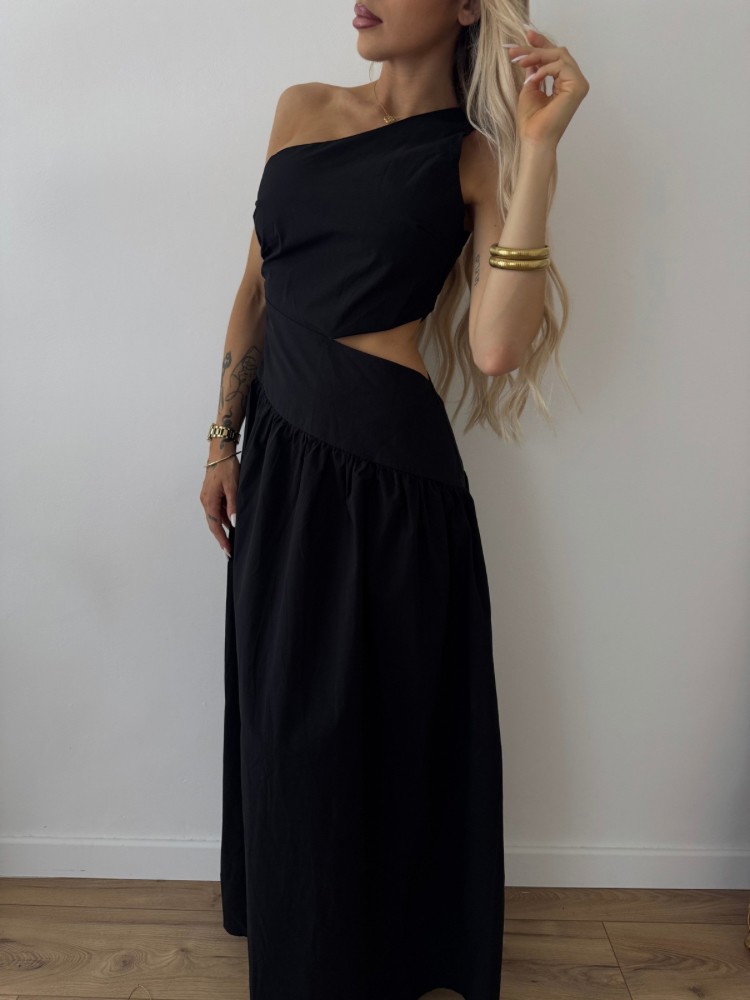 Robe noire longue asymétrique femme – French Retailers