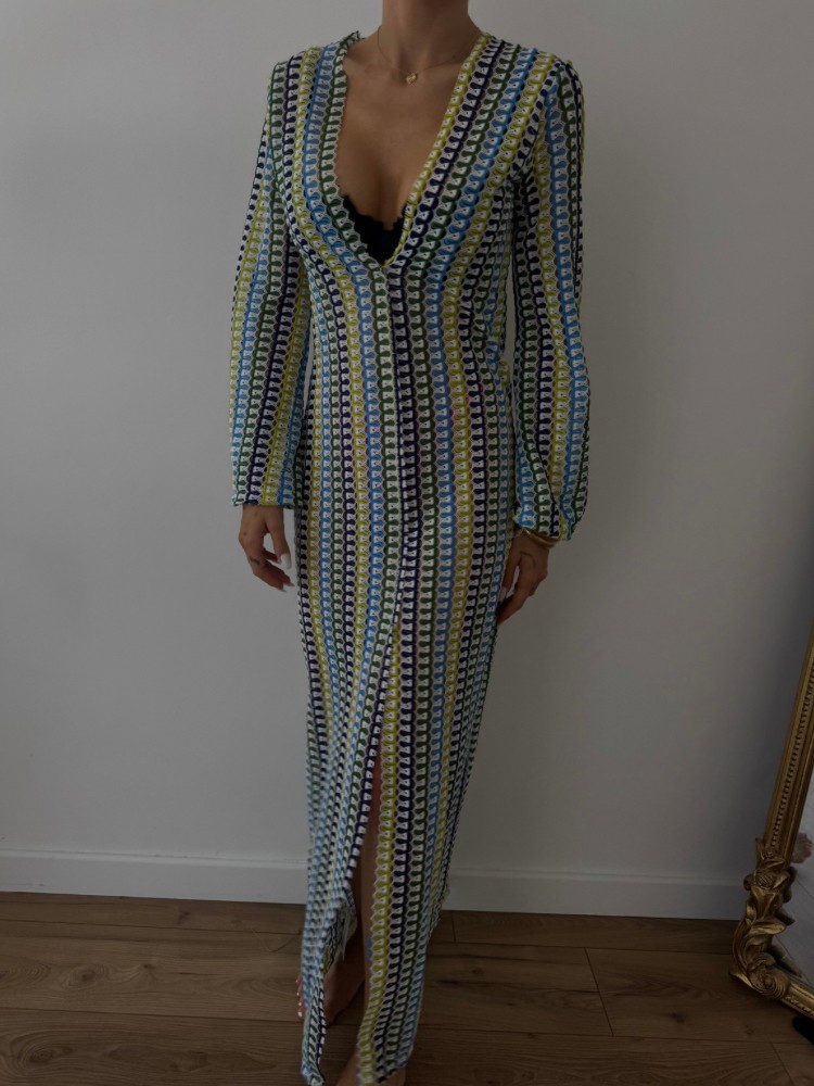 Robe Longue Bohème Chic à Motifs Multicolores – French Retailers