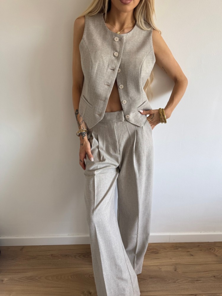 Pantalon droit plissé coloris taupe – French Retailers