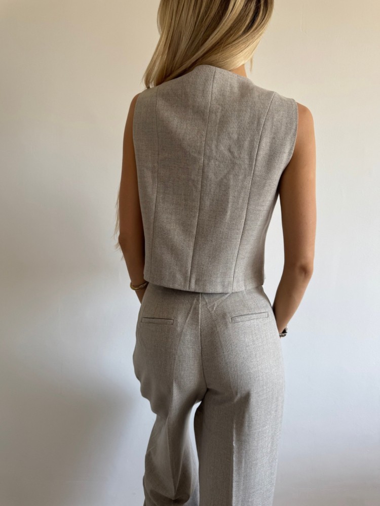 Pantalon droit plissé coloris taupe – French Retailers