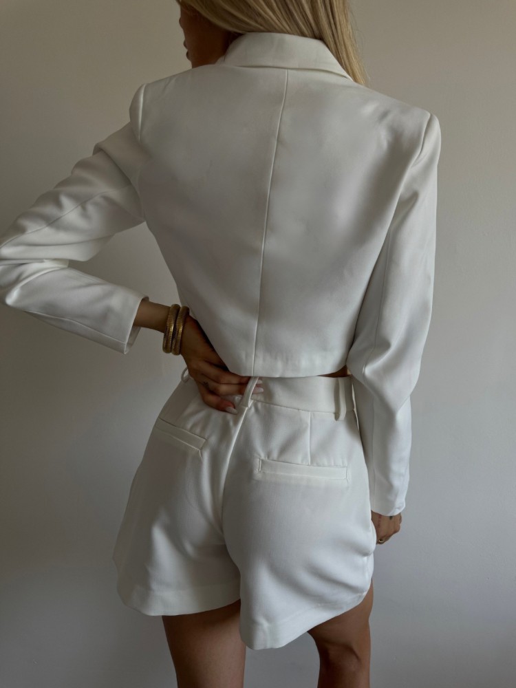 Short blanc structuré en coton mélangé – French Retailers
