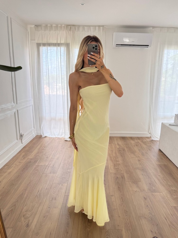 Robe bustier jaune avec écharpe - French retailers