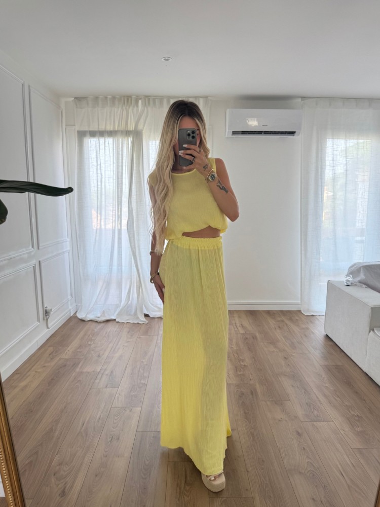 Ensemble jaune top et jupe longue - French Retailers