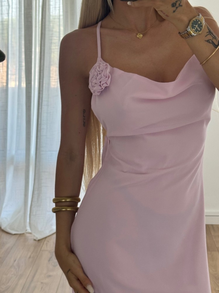 Robe longue dos nu rose pastel – Élégante & fluide | French Retailers
