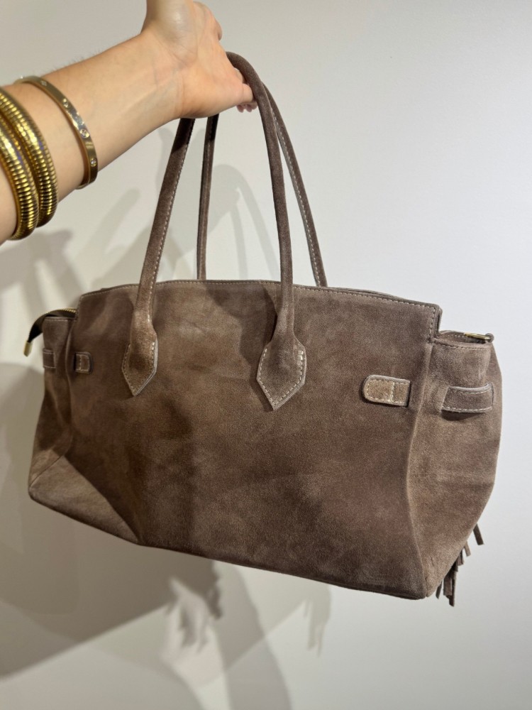 Sac à Main Femme Style luxe – Suédine Camel avec Franges