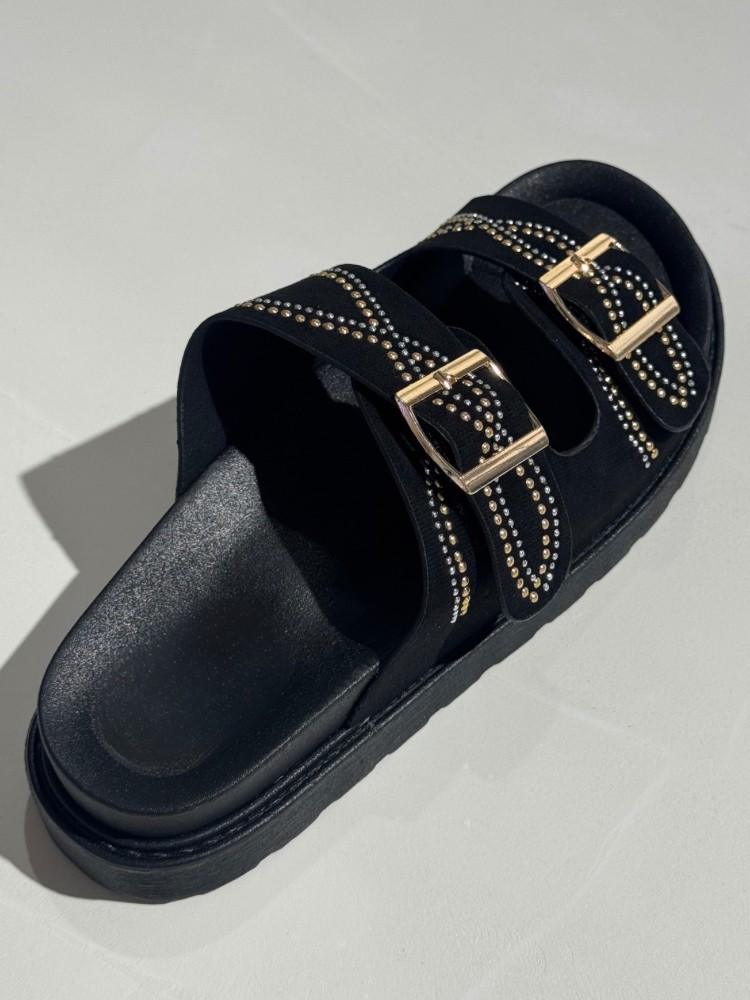 Sandales Femme à Boucles et Strass – Style Confort & Chic – Camel ou Noir