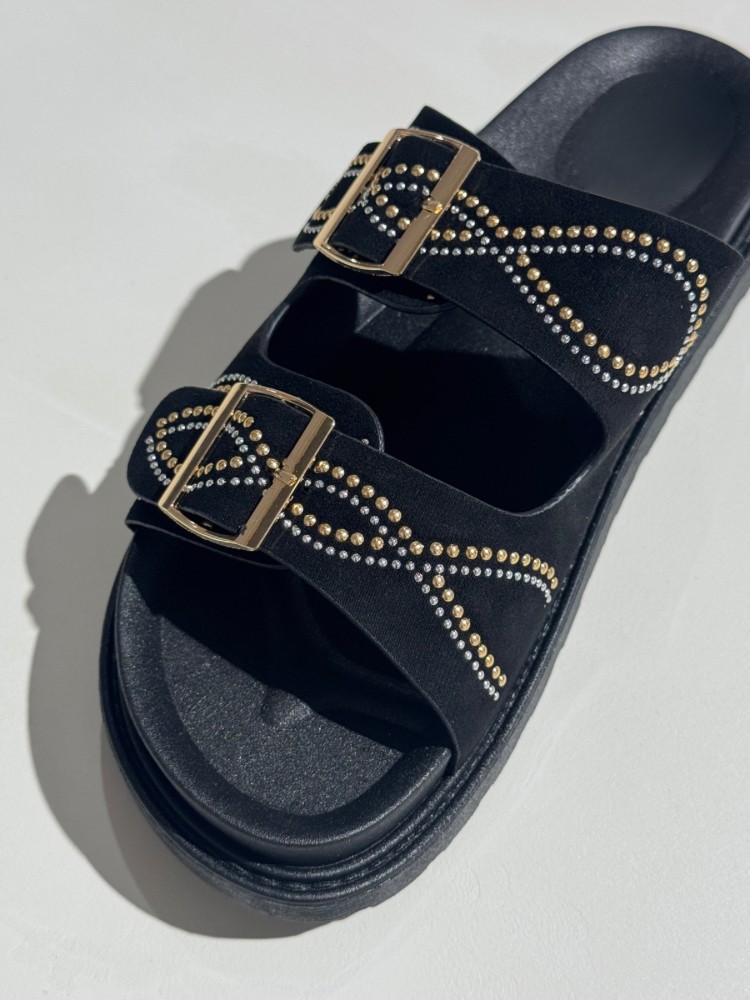 Sandales Femme à Boucles et Strass – Style Confort & Chic – Camel ou Noir