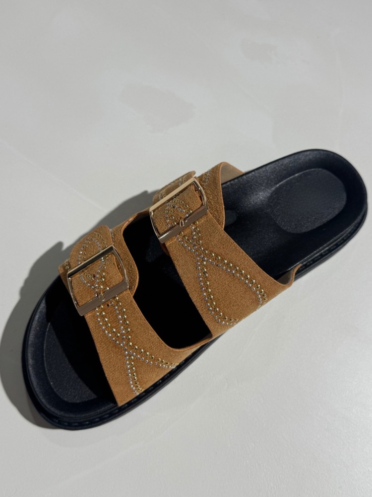 Sandales Femme à Boucles et Strass – Style Confort & Chic – Camel ou Noir