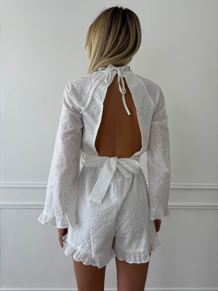 Combinaison en broderie blanche dos nu - French Retailers
