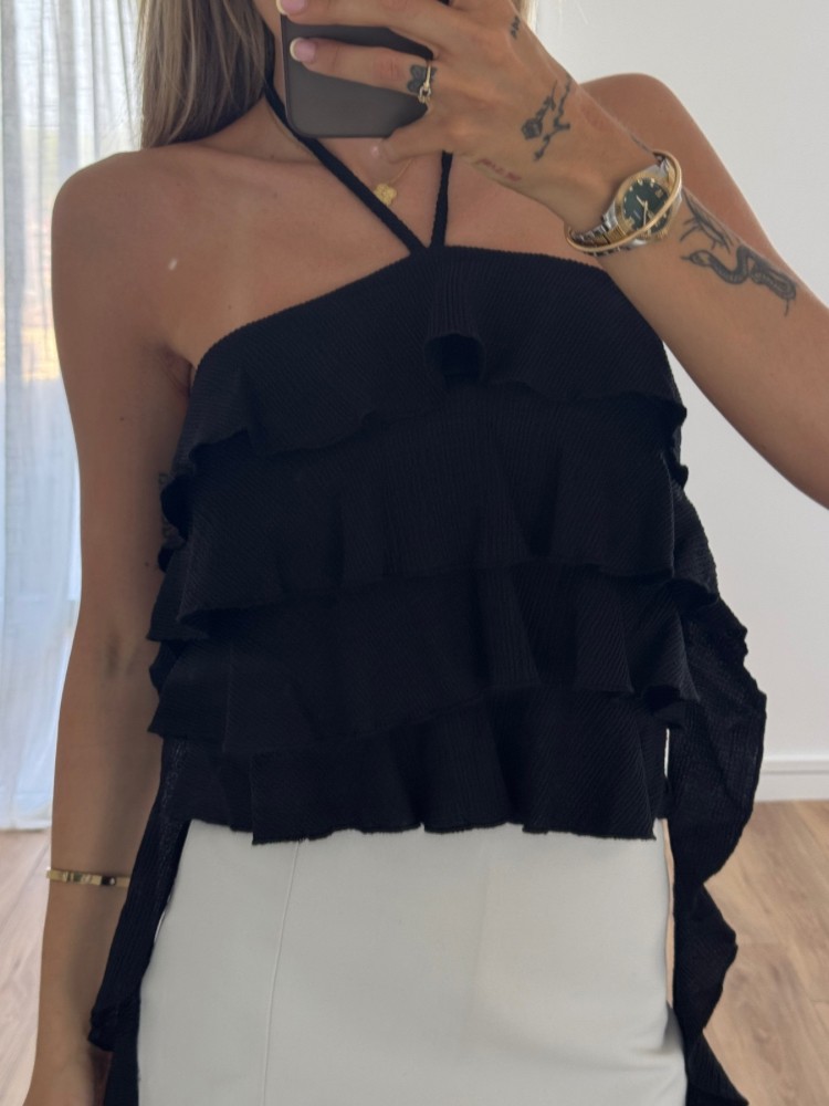 Top attache au cou à volants - French retailers