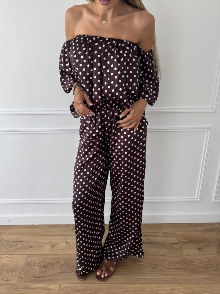 Pantalon marron à pois blanc - French retailers