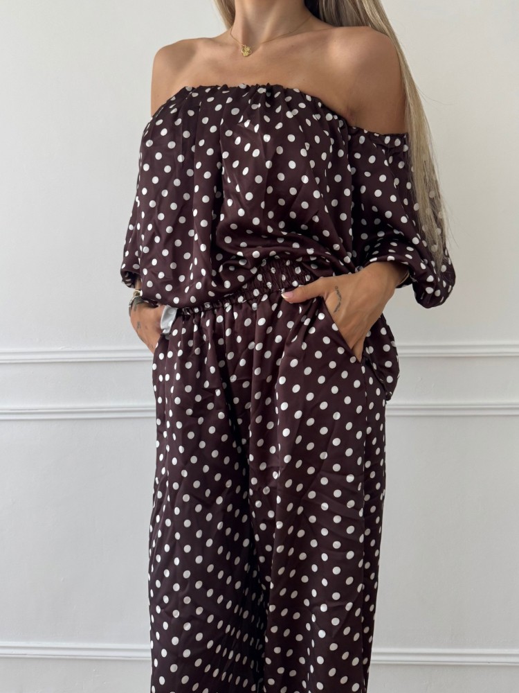 Pantalon marron à pois blanc - French retailers